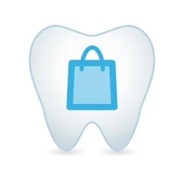 Tooth with a shopping bag Stock Illustration