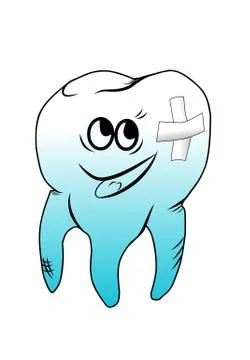 Tooth that is sick and it is treated illustration isolated on white backgroun Stock Illustration