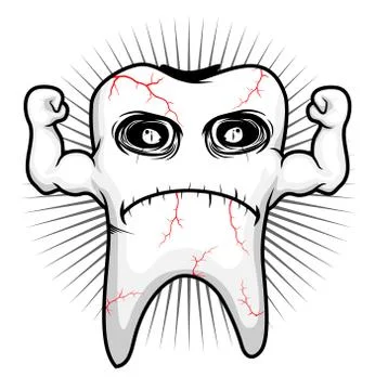 Tooth sick strong character Illustrazione stock