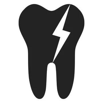 Tooth silhouette with lightning bolt symbolizing dental pain sensitivity Stock Illustration