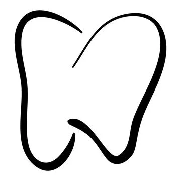 Tooth, simple vector doodle, hand draw sketch Stock Illustration