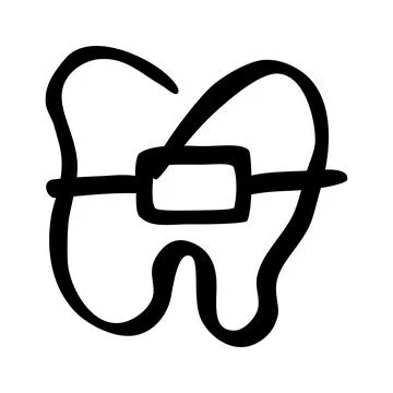 Tooth, simple vector doodle, hand draw sketch Stock Illustration