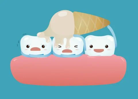 Tooth so sensitive with ice cream concept Illustrazione stock