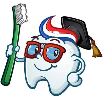 Tooth student with glasses holding tooth brush Stock Illustration
