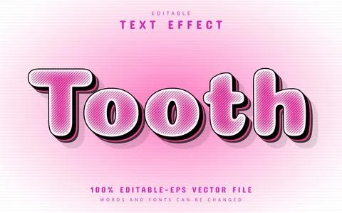 Tooth text, editable text effect Stock Illustration