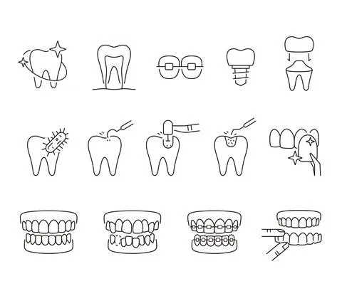 Tooth thin line icons, vector illustration Stock Illustration