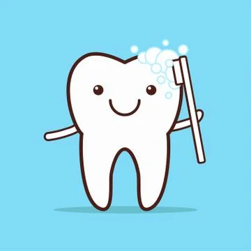 Tooth with toothbrush Stock Illustration