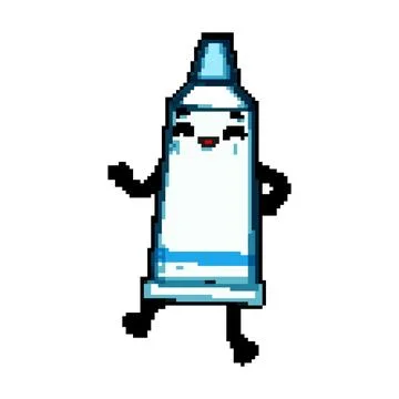 Tooth toothpaste character pixel art vector illustration 스톡 일러스트