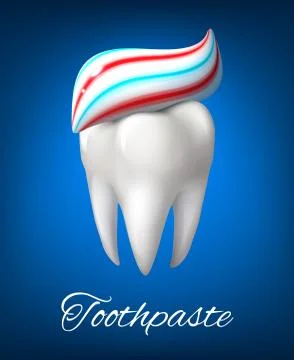 Tooth with toothpaste poster for dentistry design Stock Illustration