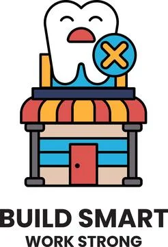 A tooth is on top of a building with a cross on it Ilustración de archivo