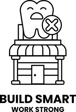 A tooth is on top of a building with a cross on it Ilustración de archivo