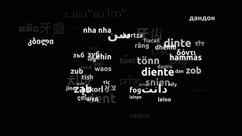 Tooth Translated in 69 Worldwide Languages Endless Looping 3d Zooming Wordclo Video stock 145199807