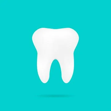 Tooth on turquoise background with shadow, vector Illustrazione stock