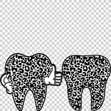 Tooth Two Teeth Black And Spotted Patterns side by side Stock Illustration