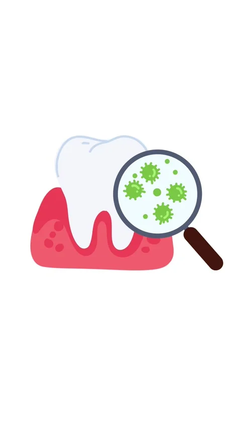 Tooth under magnifying glass with moving microbes Stock Footage 336159860