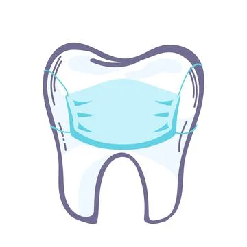 The tooth using surgical mask for preventing the spread of COVID-19 or Corona Stock Illustration