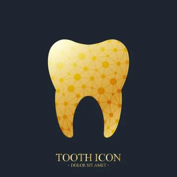 Tooth Vector logo Template. Medical Design Golden Tooth Logo. Dentist Office 스톡 일러스트