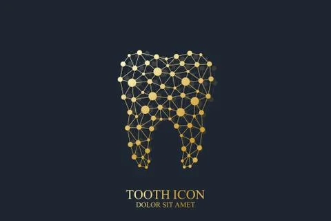 Tooth vector template icon with connected lines and dot. Medical design. Oral Stock Illustration