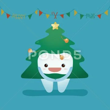 Tooth wear christmas suite Stock Illustration