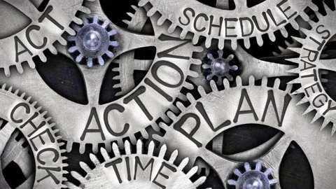 Tooth Wheels with Action Plan Concept Vídeo Stock 157709295