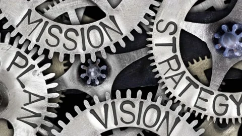 Tooth Wheels with Mission, Vision, Strategy and Plan Concept Video stock 220542162