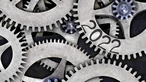 Tooth Wheels with New Year 2022 Video stock 160091996