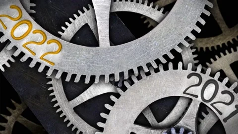 Tooth Wheels with New Year 2022 Stock-Footage 160743792