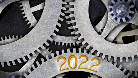 Tooth Wheels with New Year 2022 Vídeo Stock 160897814