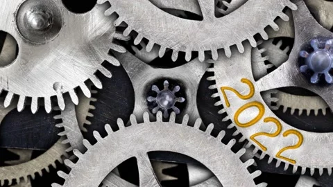 Tooth Wheels with New Year 2022 Stock Footage 160987830