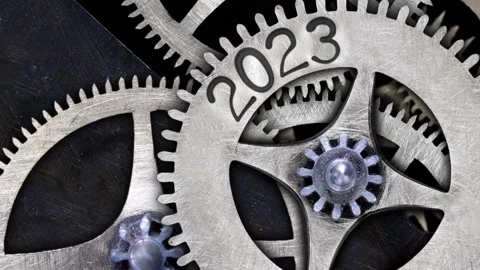 Tooth Wheels with New Year 2023 Video stock 173594489