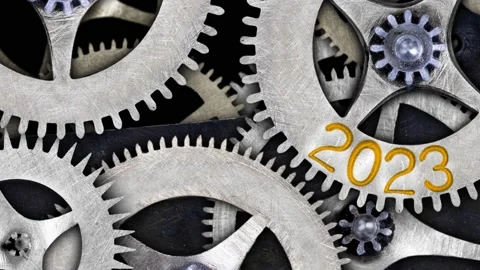 Tooth Wheels with New Year 2023 Video stock 200414155