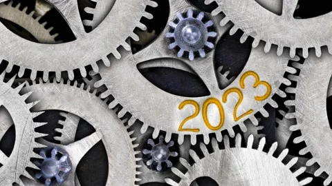 Tooth Wheels with New Year 2023 Vídeo Stock 201287170