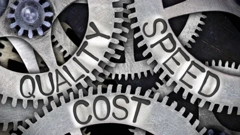 Tooth Wheels with Quality, Speed and Cost Concept Stock-Footage 157751137