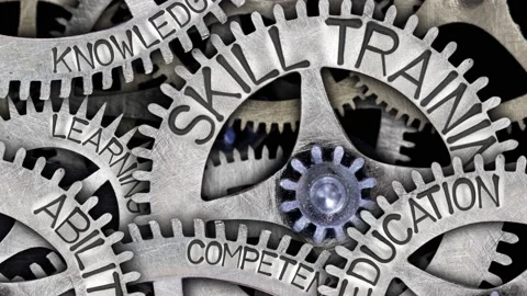 Tooth Wheels with Skill Training Concept Video stock 151194460