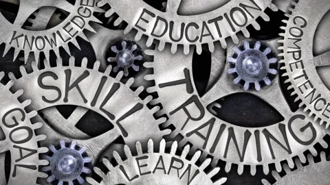 Tooth Wheels with Skill Training Concept Video stock 158168473