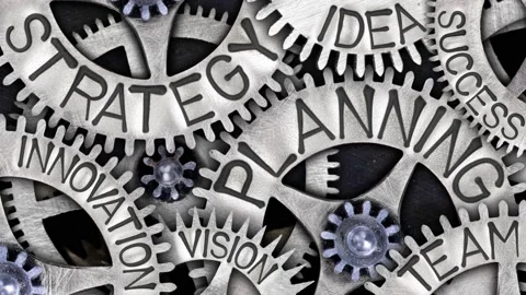 Tooth Wheels with Strategy Planning Concept Stock Footage 168165169