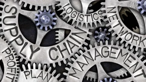 Tooth Wheels with Supply Chain Management Concept Stock-Footage 168300413