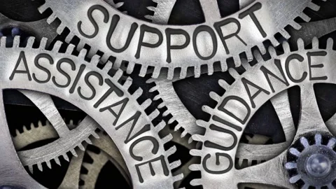 Tooth Wheels with Support, Assistance and Guidance Concept Video stock 151338419