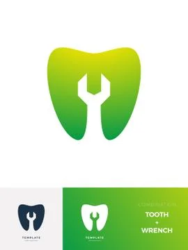 Tooth wrench logo with combination description Stock Illustration