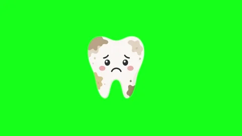 Toothache animated sad dirty tooth character shaking and shivering in distr.. Stock Footage 341906180