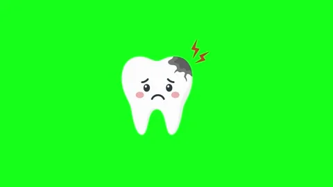 Toothache animated sad tooth character crying with cavity and red lightning.. Vídeos de archivo 341906209