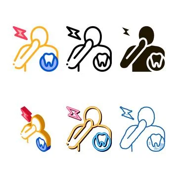 Toothache icon vector mix outline イラスト素材