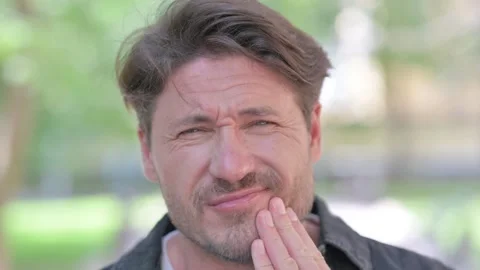 Toothache Middle Aged Man Face, Close up Stock Footage 279188371