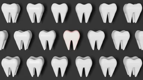 Toothache pain 3D rendering animation White healthy teeth pattern Stock Footage 208059740