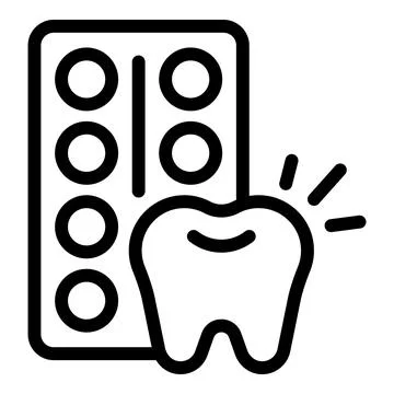 Toothache painkiller icon outline vector. Dental medication Stock Illustration