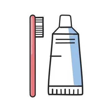 Toothbrush and paste. Clean teeth with a toothbrush and toothpaste for a he.. Illustrazione stock