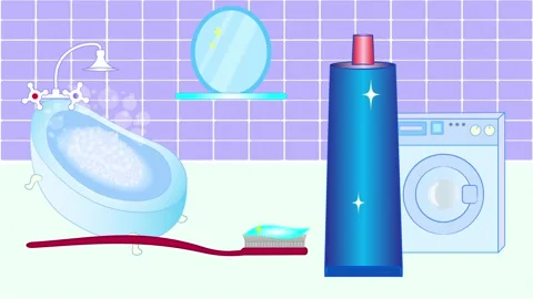 Toothbrush and toothpaste in the bathroom. Stock Footage 125975889