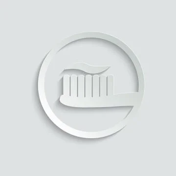 Toothbrush and toothpaste - black vector icon Stock Illustration