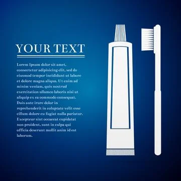 Toothbrush and toothpaste flat icon on blue background. Vector Illustration 스톡 일러스트