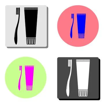 Toothbrush and toothpaste. flat vector icon Ilustración de archivo